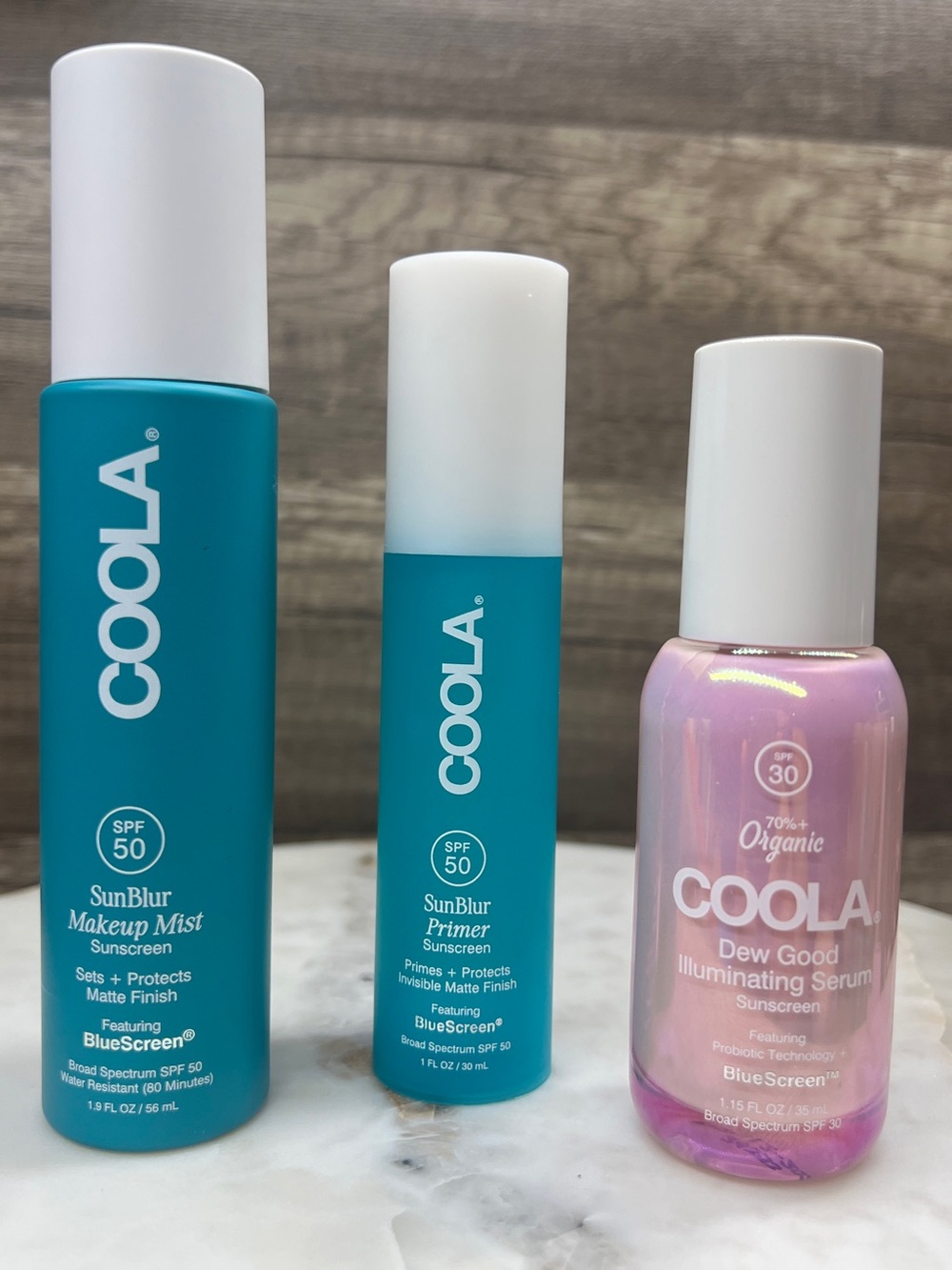 COOLA SunBlur Makeup Mist , COOLA SunBlur Primer ,  Dew Good Illuminating Serum
